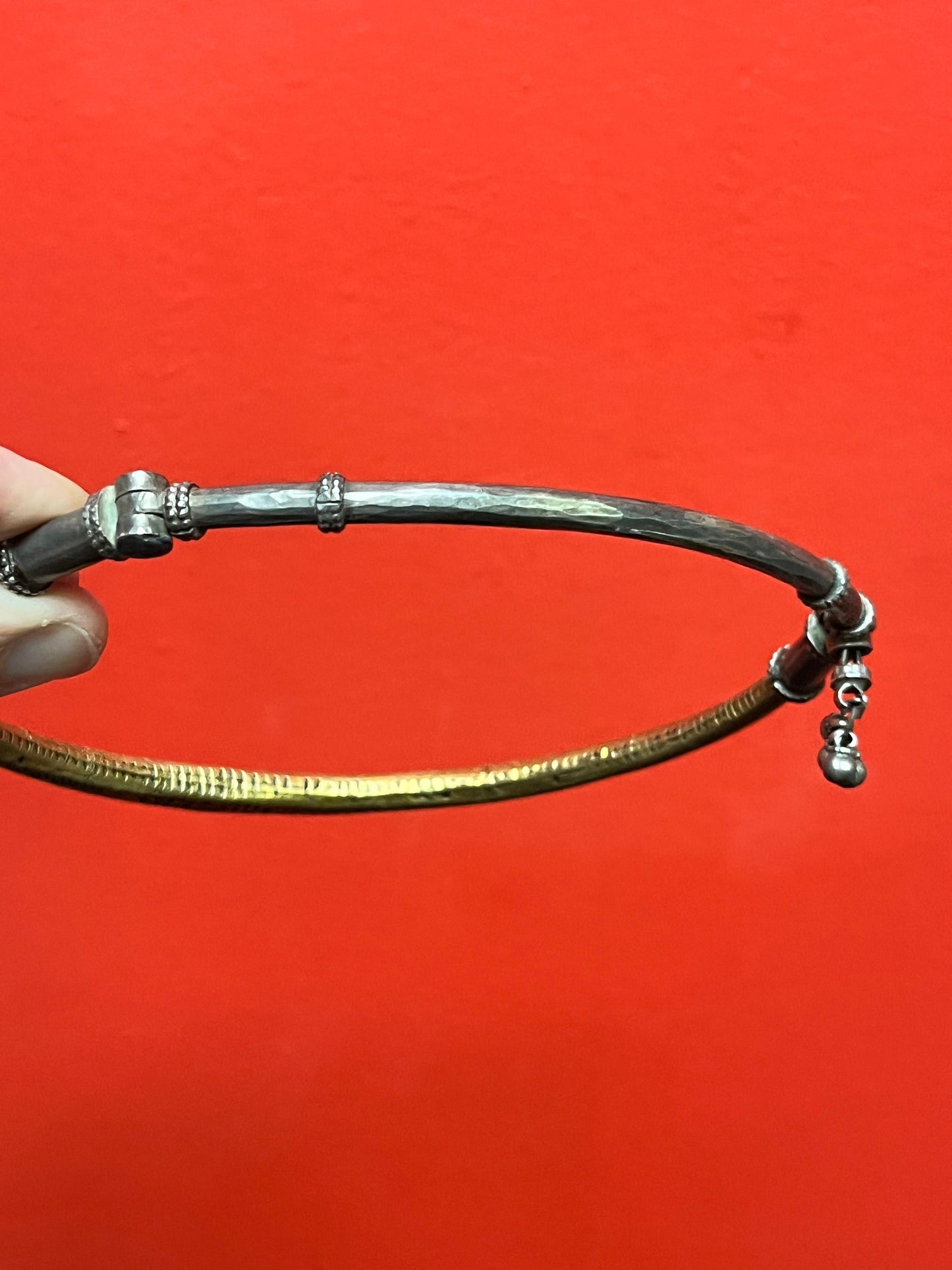 Stunning one of a kind tested  gold and silver Arabic choker necklace very heavy -  5 inch across when closed one of a kind