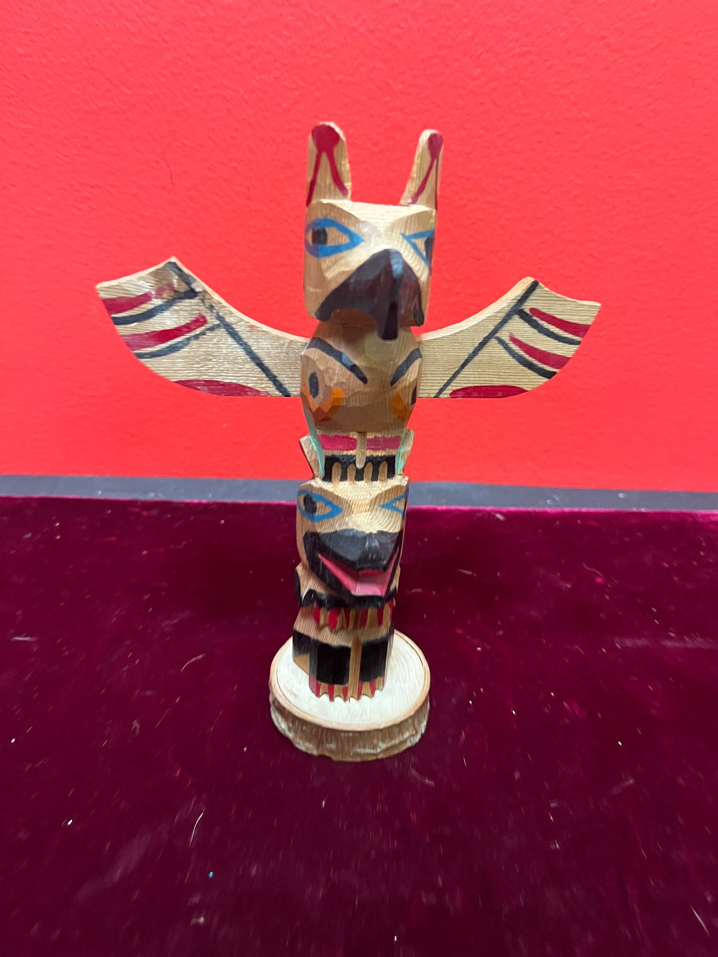 5 x 7 high primitive folk art Indigenous, First Nations, Pacific Northwest totem pole   sweet