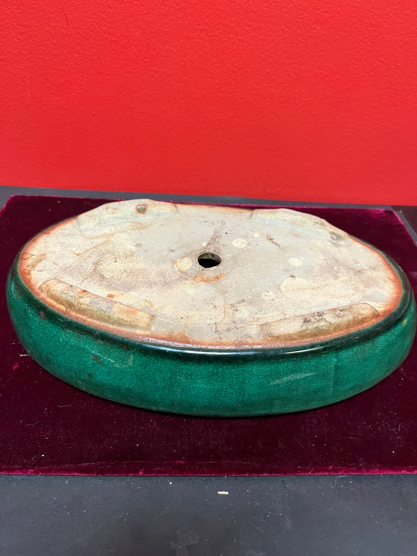 Magnificent 10 x 6 x 2 high Rare antique Chinese glazed porcelain bulb holder  really glorious glaze  wow