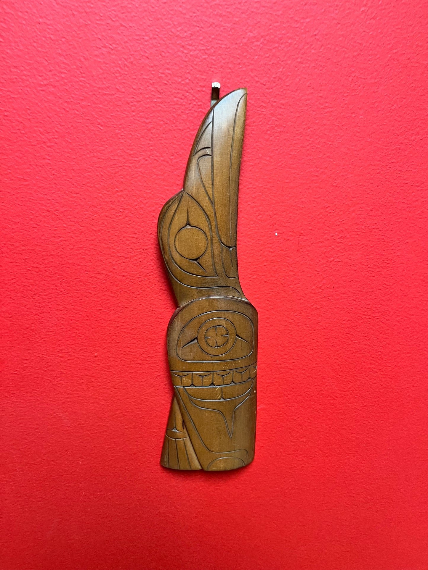 Lovely 11 inches tall indigenous First Nations pacific northwest coast signed cedar hummingbird  lovely gift