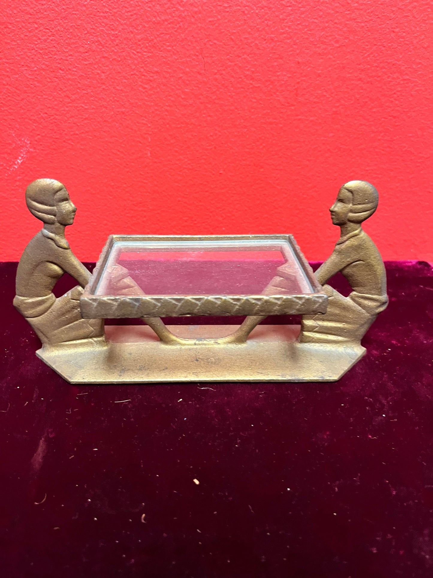 Antique bronze 7 x 4 high  delicious Art Deco business card holder  Fabulous gift for your collection  wow