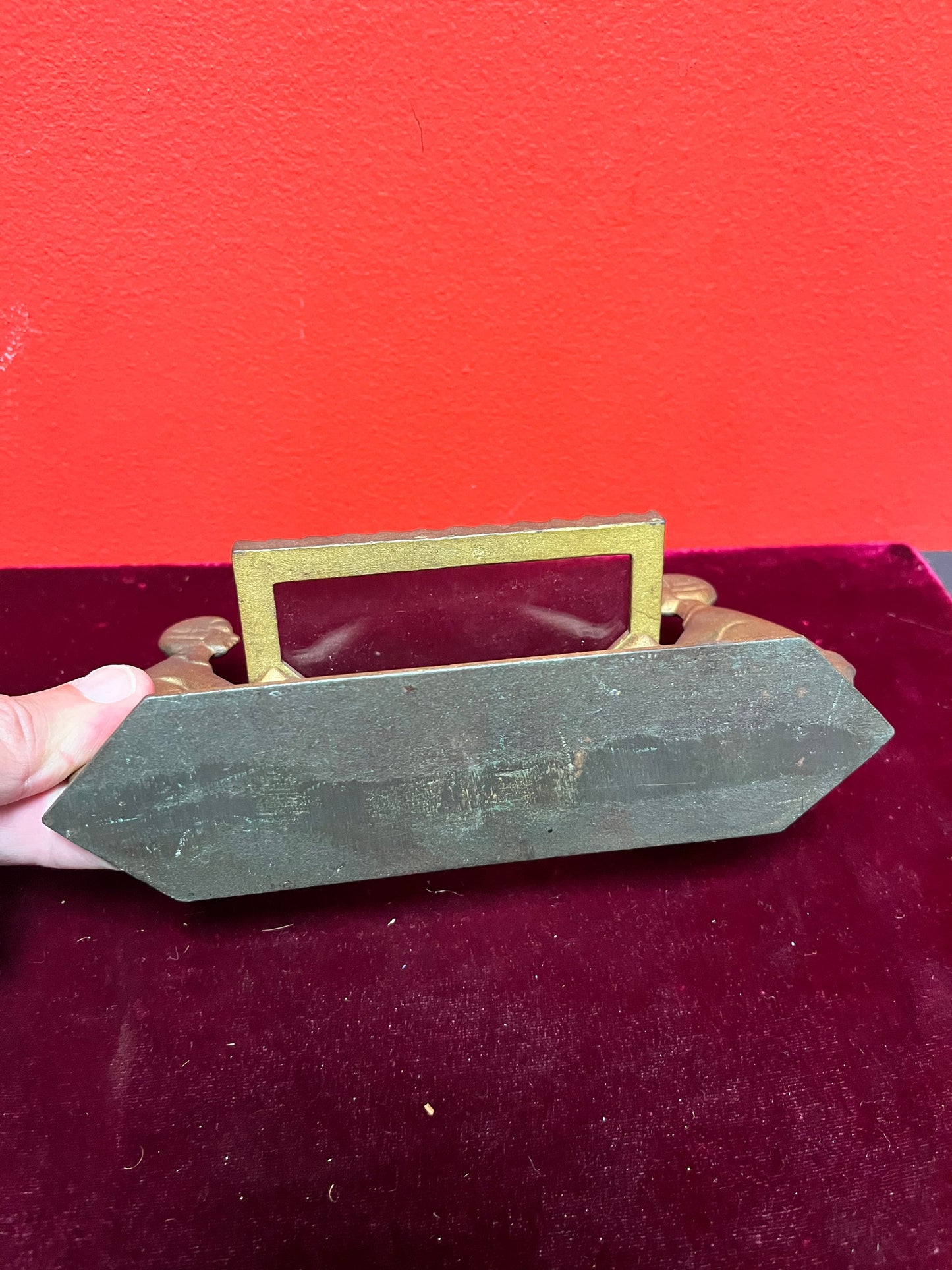 Antique bronze 7 x 4 high  delicious Art Deco business card holder  Fabulous gift for your collection  wow