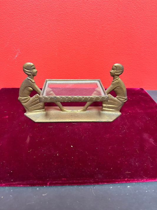 Antique bronze 7 x 4 high  delicious Art Deco business card holder  Fabulous gift for your collection  wow