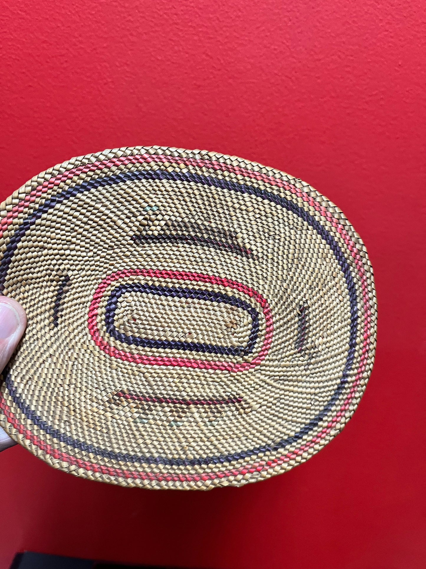 7 x 6 Indigenous First Nations Coast Salish weaved antique Mat  whale hunt imagery  wow