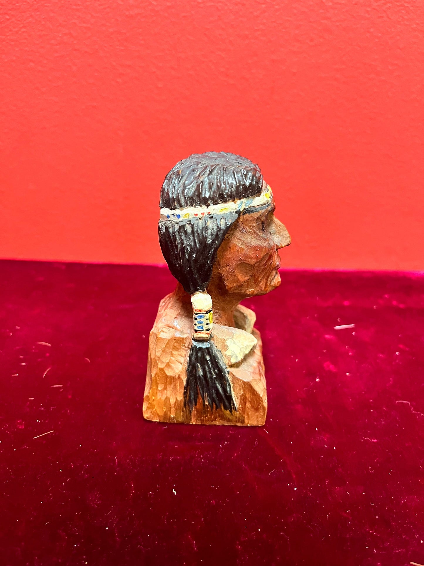 4 inch stunning small primitive Indigenous First Nations antique bust of an Indian  well carved beauty -