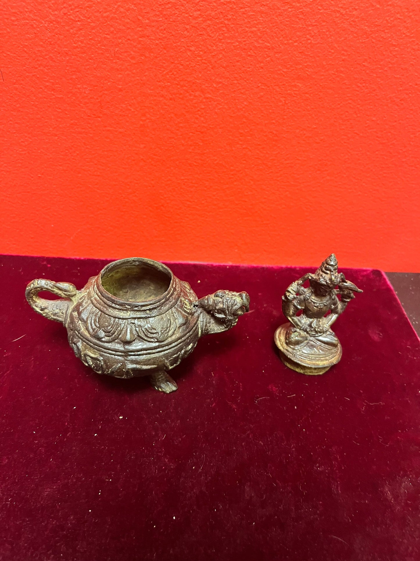 Stunning in Antique 6 inch high bronze censor