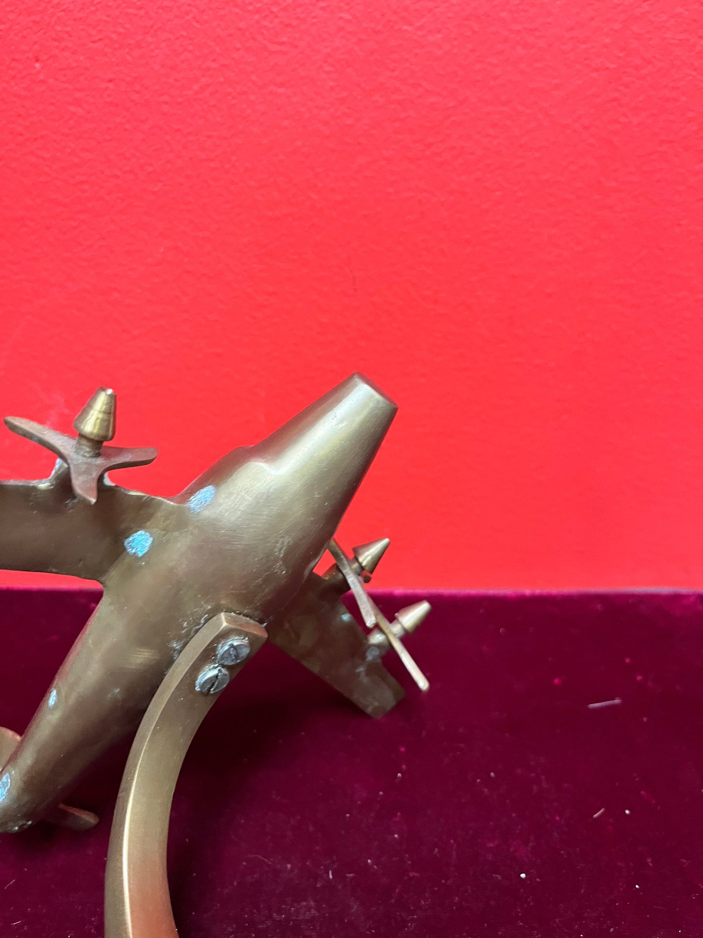 Lovely 7 x 9 x 7 high deco, brass stylized airplane   great gift