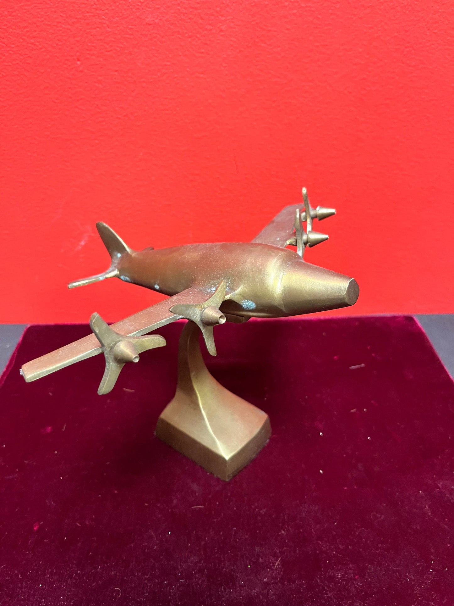 Lovely 7 x 9 x 7 high deco, brass stylized airplane   great gift