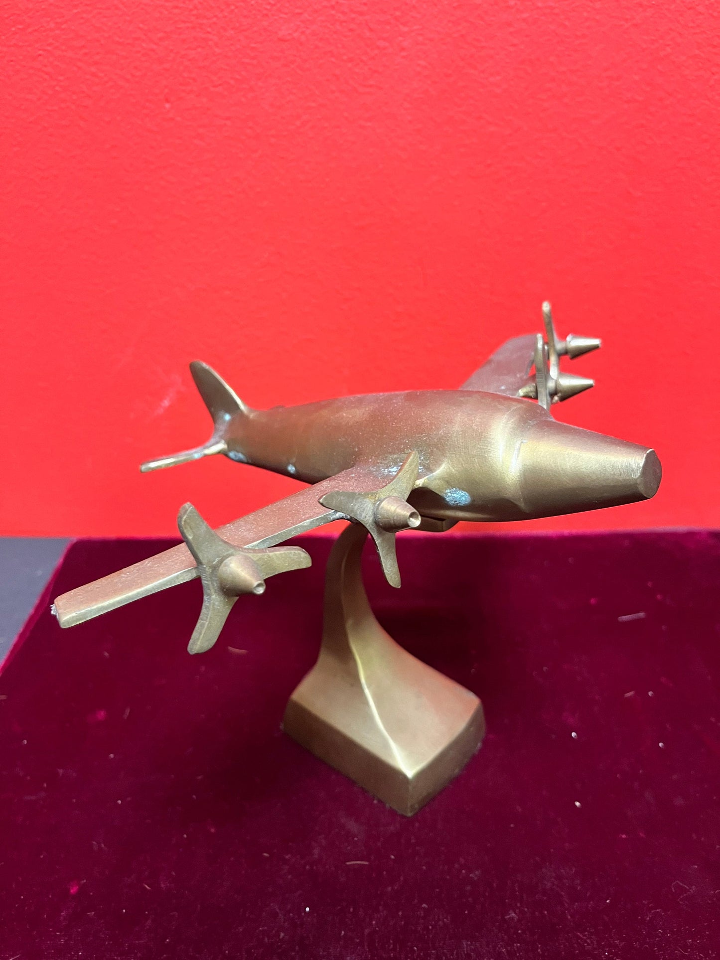 Lovely 7 x 9 x 7 high deco, brass stylized airplane   great gift