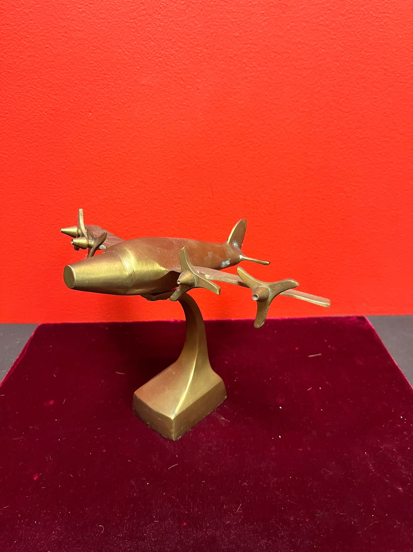 Lovely 7 x 9 x 7 high deco, brass stylized airplane   great gift