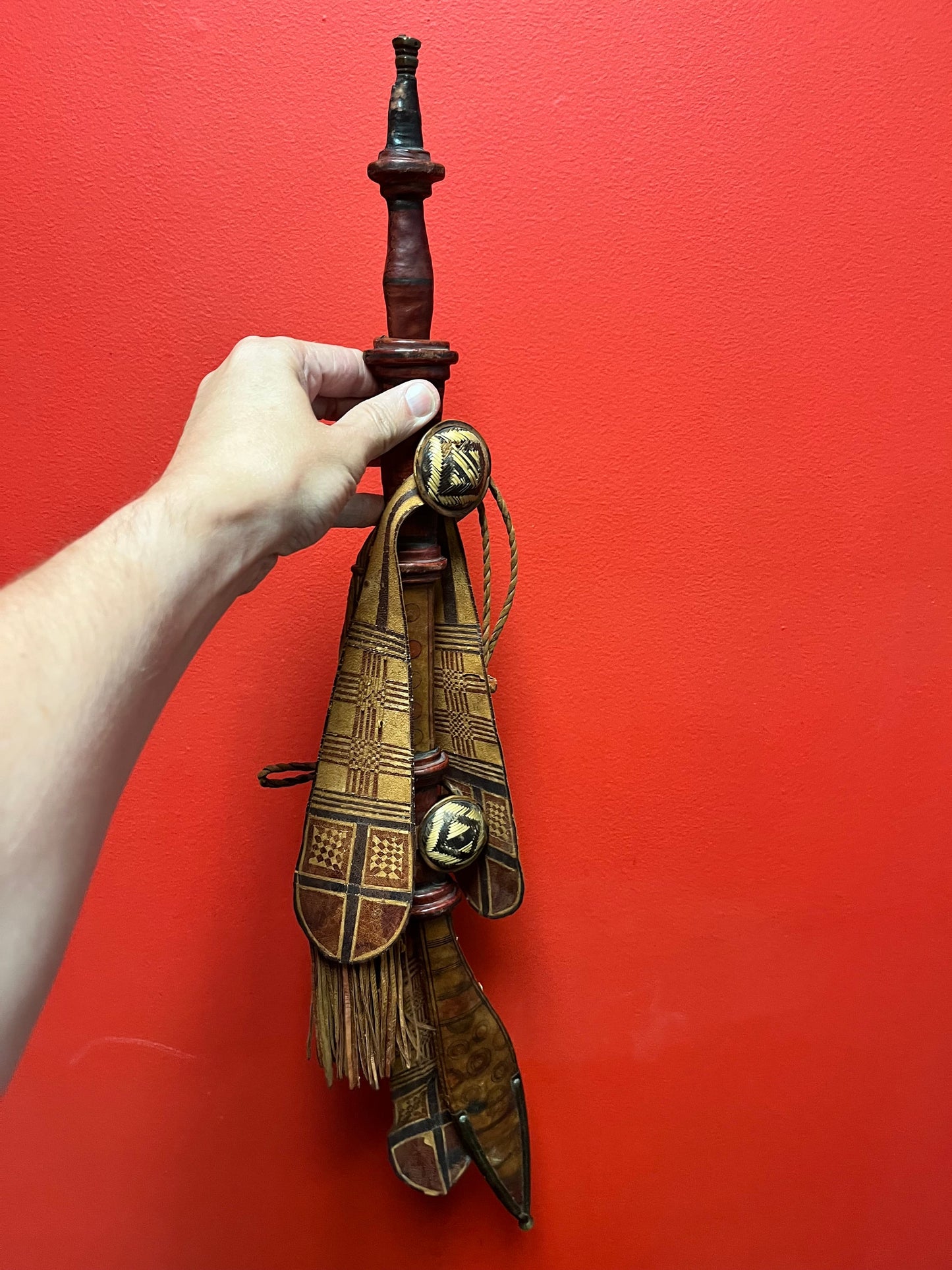 Unbelievably cool antique Persian 28 inch long sword knife  in leather sheaf  Great detail and quality - wow