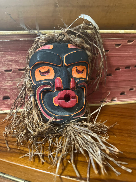 Stunning 8 inch indigenous, first nations Pacific Northwest signed mask  unreal quality and detail  value priced - wow
