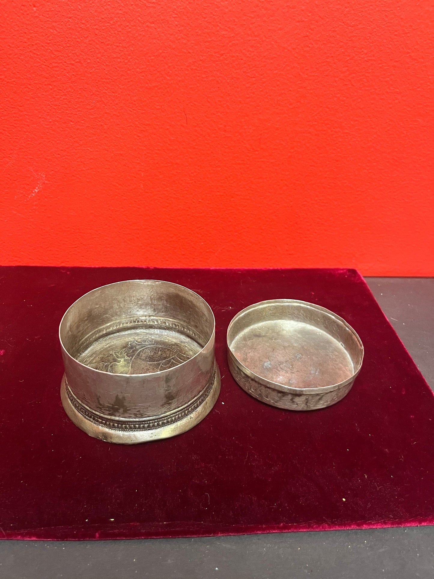 4 x 2 1/2 high museum quality approximate 18th century Persian silver food dish  truly one of a kind piece of history