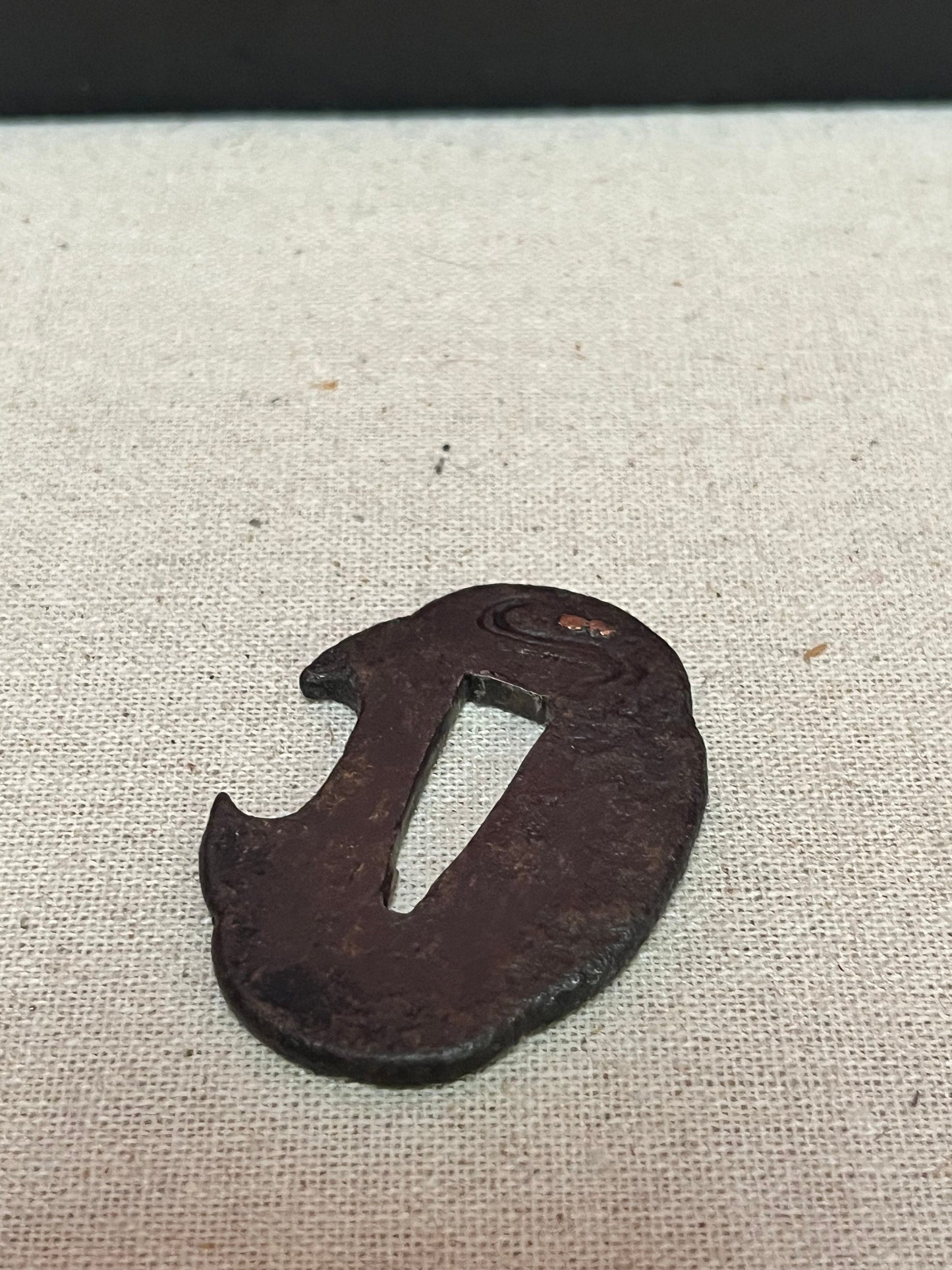 Lovely Antique Japanese samurai bronze 2 inch long katana tsuba  Great Patina   value priced