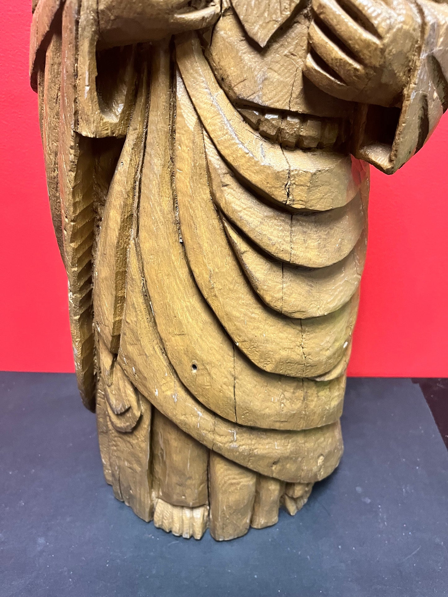 Stunning museum quality 25 inch tall early 19 century European wooden statue of Jesus  super heavy and impressive - wow