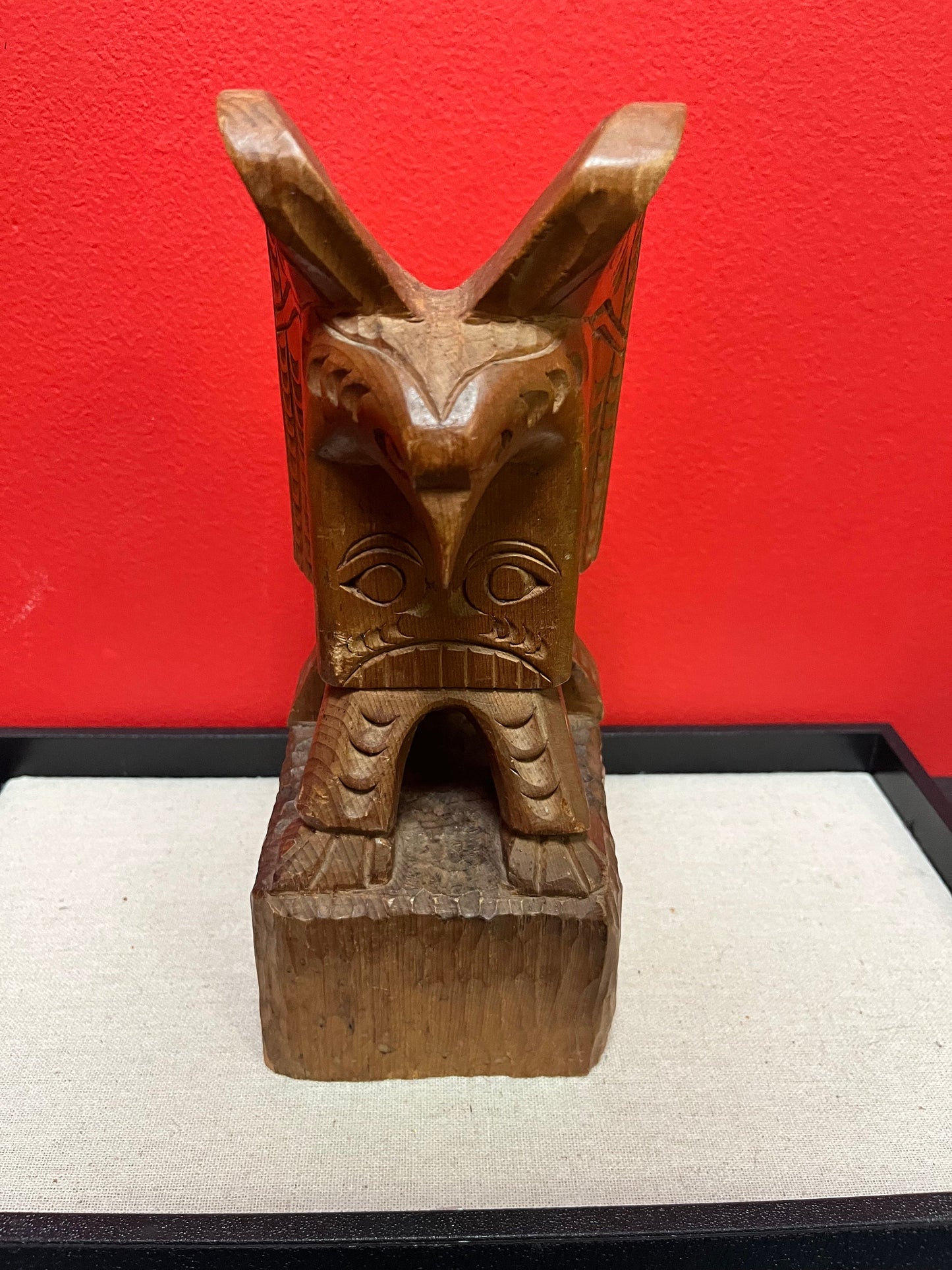 Lovely 10 inch tall Jim Johnny signed indigenous First Nations, pacific northwest coast Eagle Totem  wow