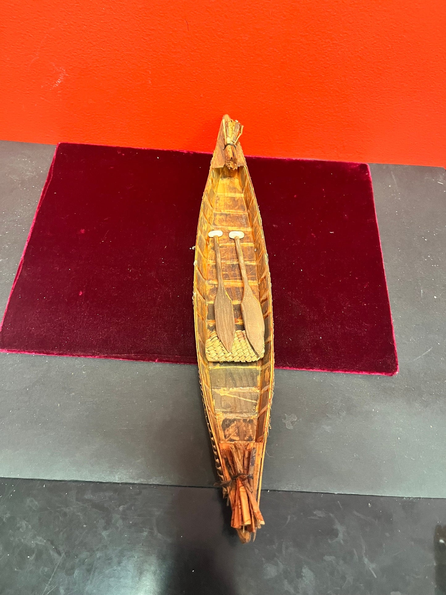16 x 3 indigenous native Coast Salish canoe with original oars  stunning condition  museum quality