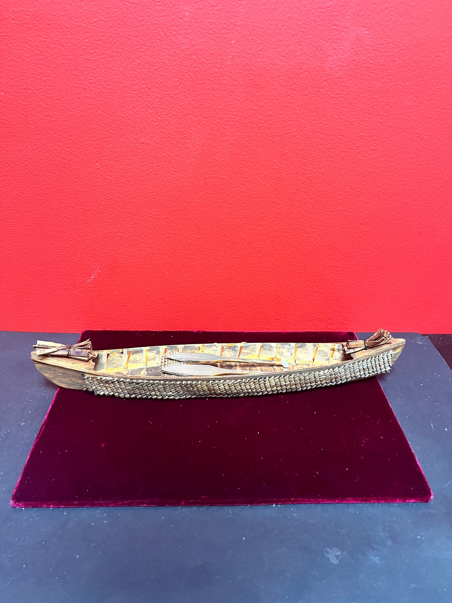 16 x 3 indigenous native Coast Salish canoe with original oars  stunning condition  museum quality