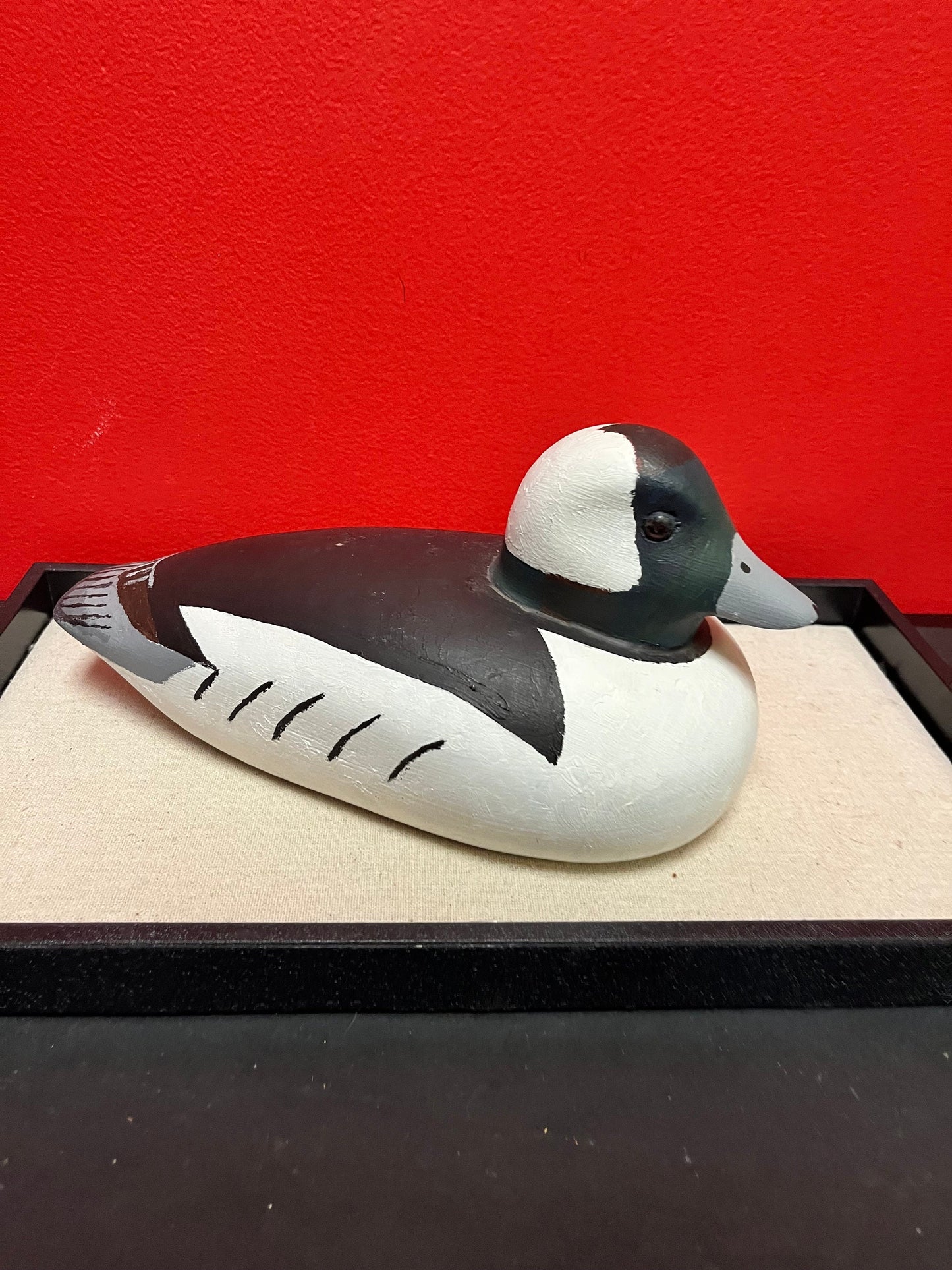 Lovely 10 x 5 tall signed Canadian wooden duck  -