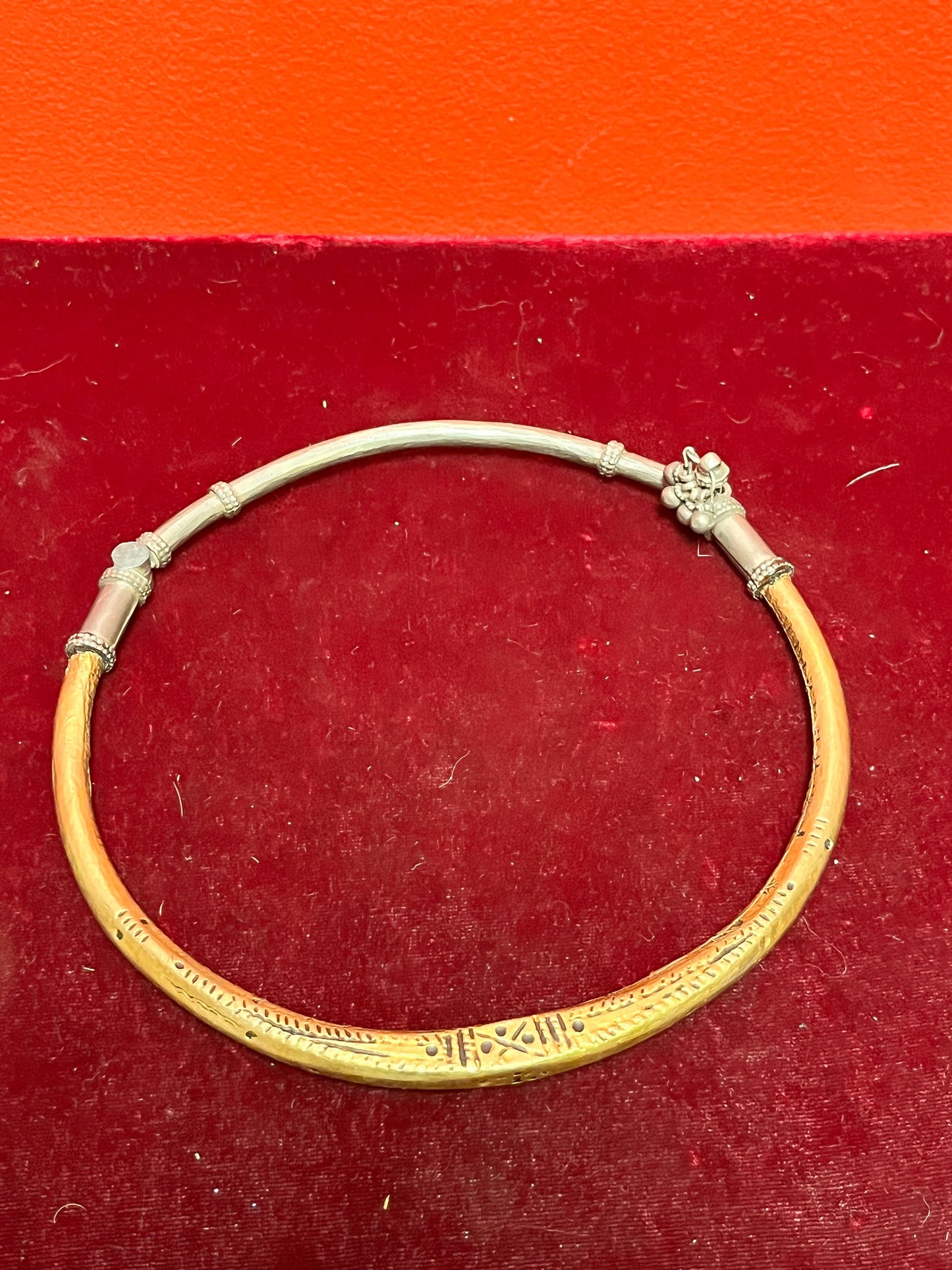 Stunning one of a kind tested  gold and silver Arabic choker necklace very heavy -  5 inch across when closed one of a kind
