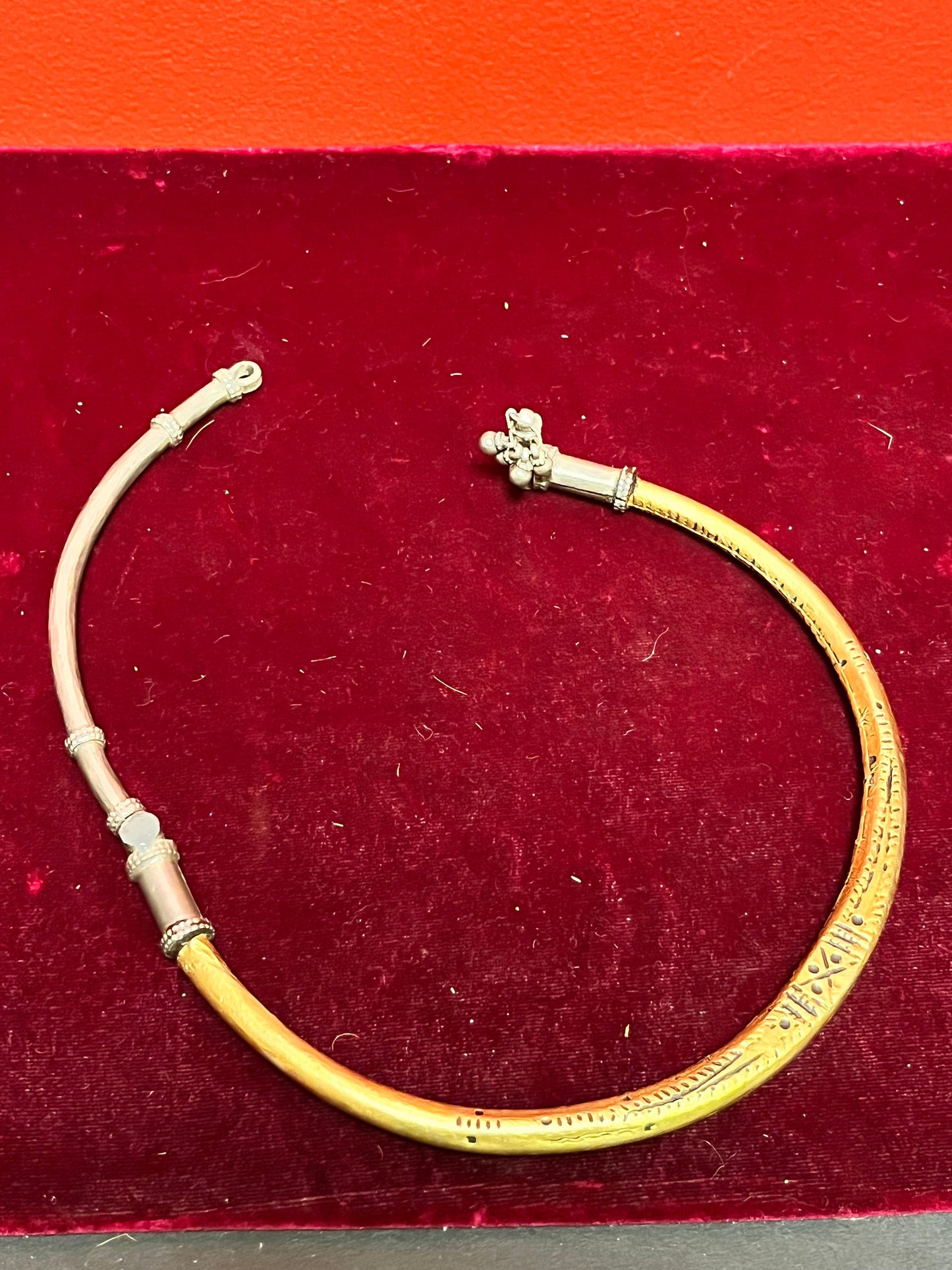 Stunning one of a kind tested  gold and silver Arabic choker necklace very heavy -  5 inch across when closed one of a kind