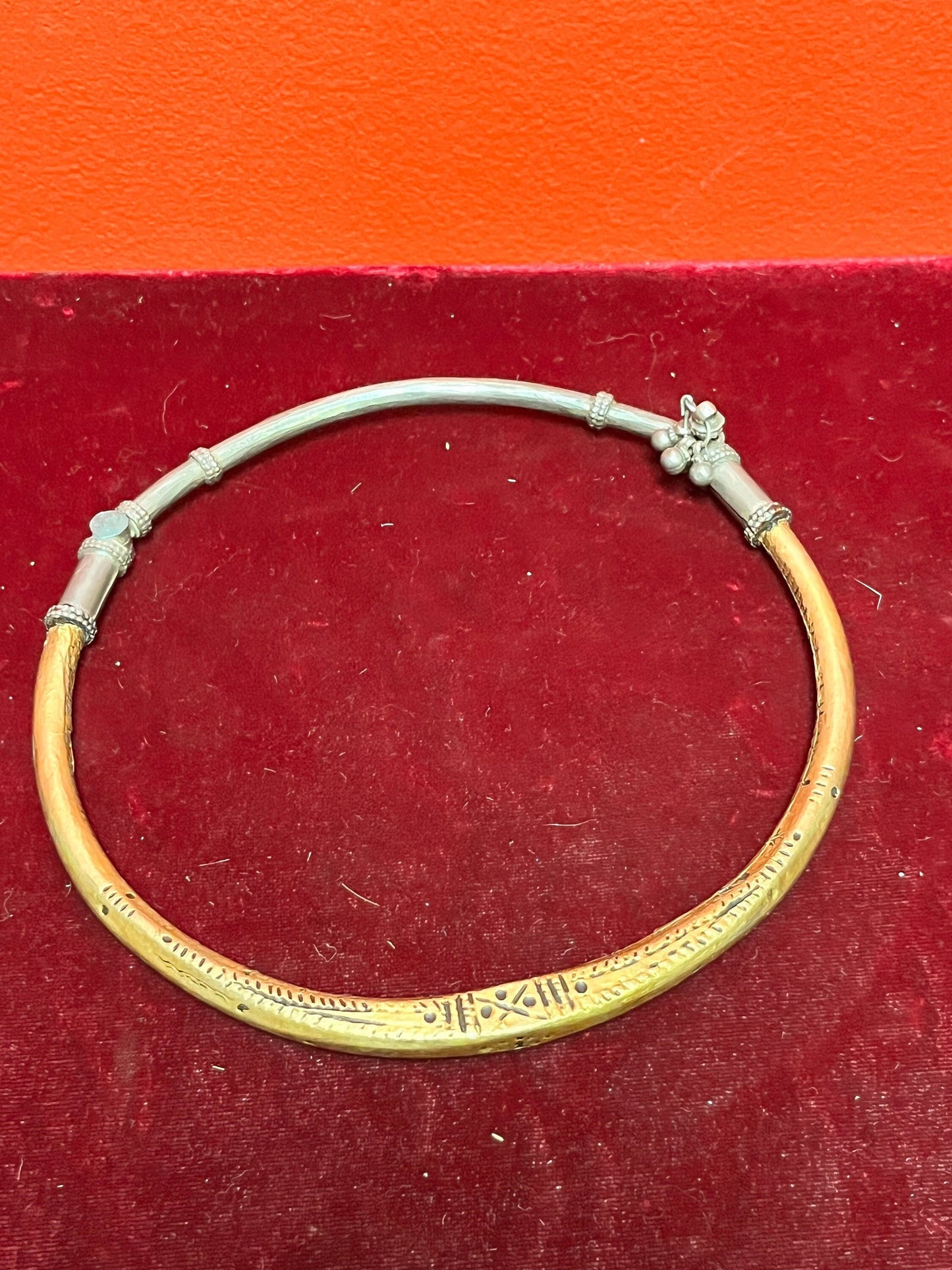 Stunning one of a kind tested  gold and silver Arabic choker necklace very heavy -  5 inch across when closed one of a kind
