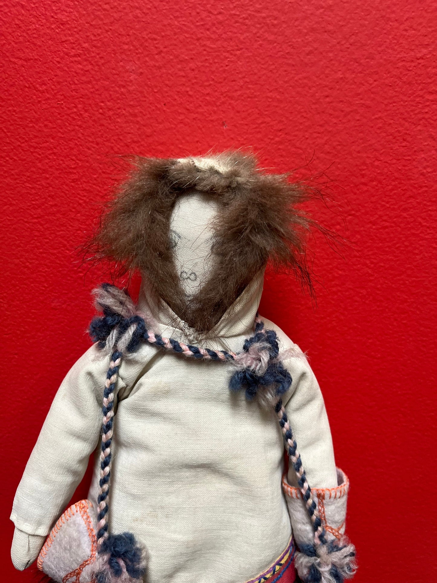 12 inch tall cloth and fur Canadian inuit Eskimo doll  antique in very good condition  beautiful piece