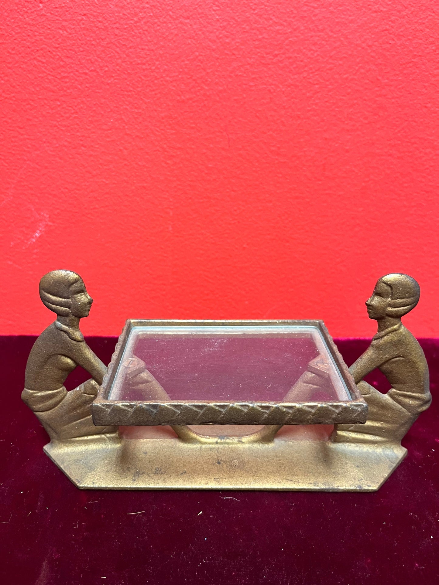Antique bronze 7 x 4 high  delicious Art Deco business card holder  Fabulous gift for your collection  wow