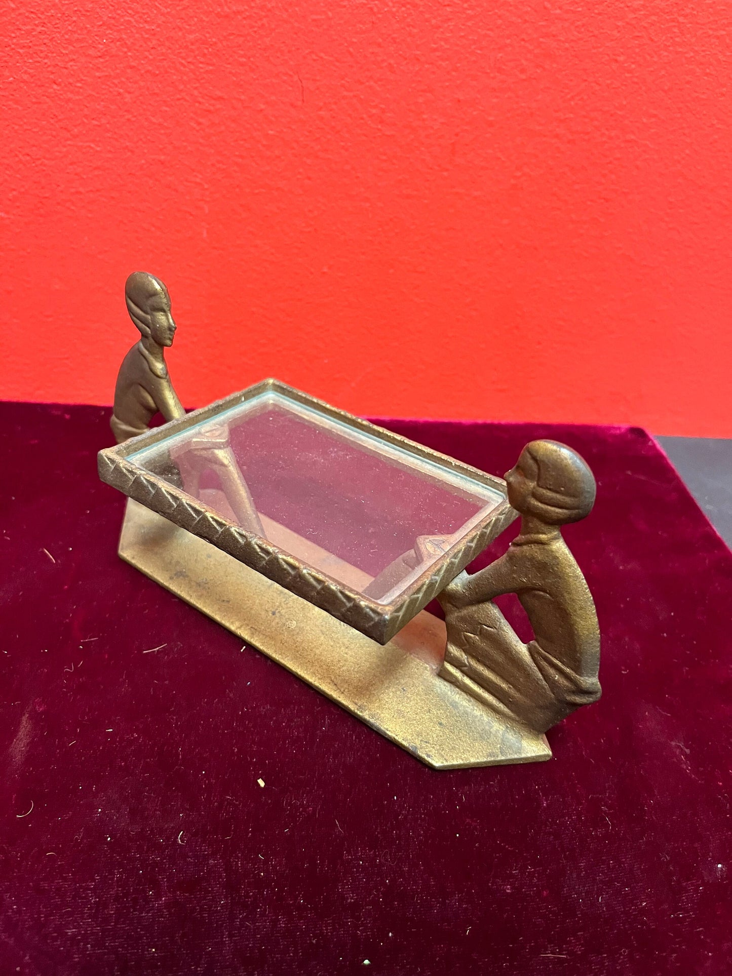 Antique bronze 7 x 4 high  delicious Art Deco business card holder  Fabulous gift for your collection  wow