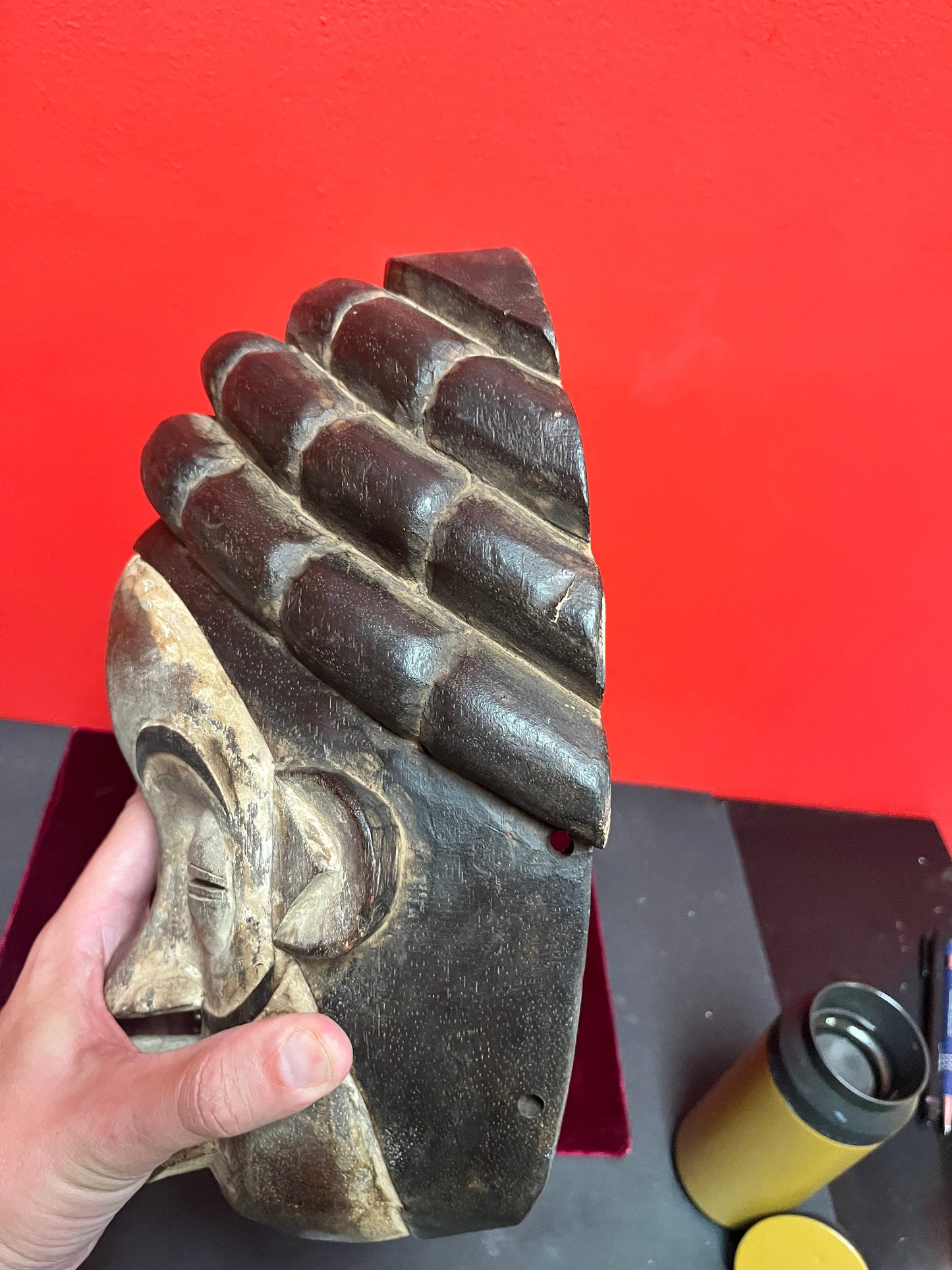 9 x 12 high western African hand carved ceremonial mask   amazing patina and detail  read to hang  ready to gift - wow