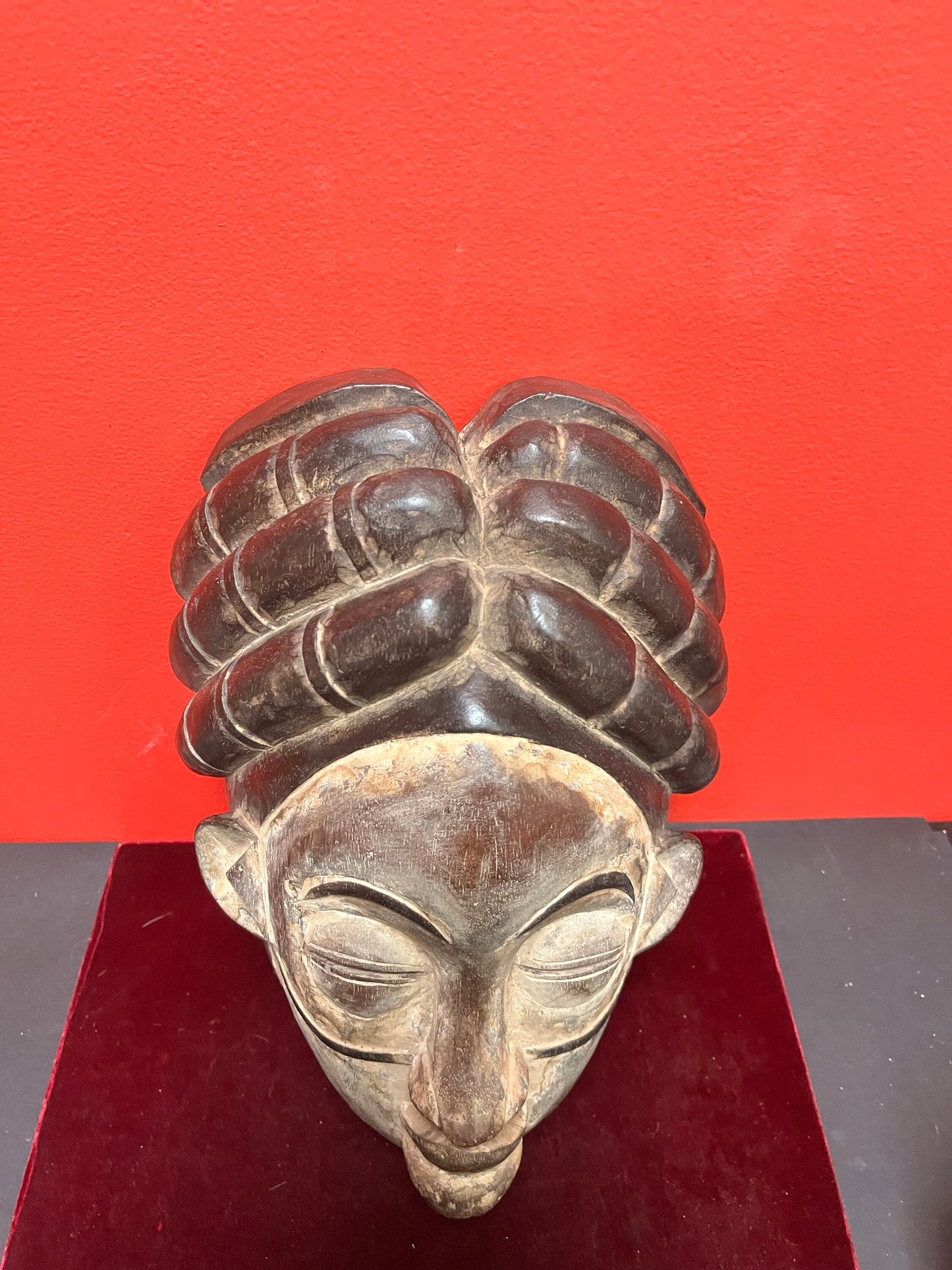 9 x 12 high western African hand carved ceremonial mask   amazing patina and detail  read to hang  ready to gift - wow