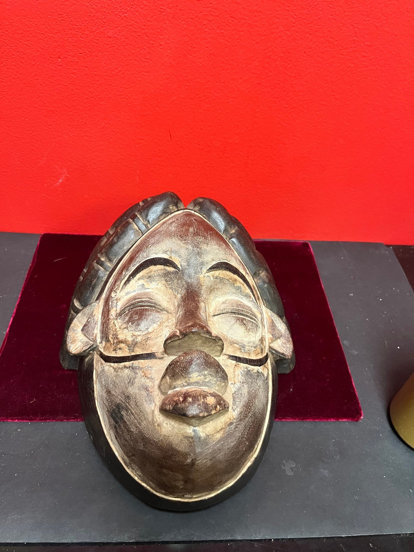 9 x 12 high western African hand carved ceremonial mask   amazing patina and detail  read to hang  ready to gift - wow