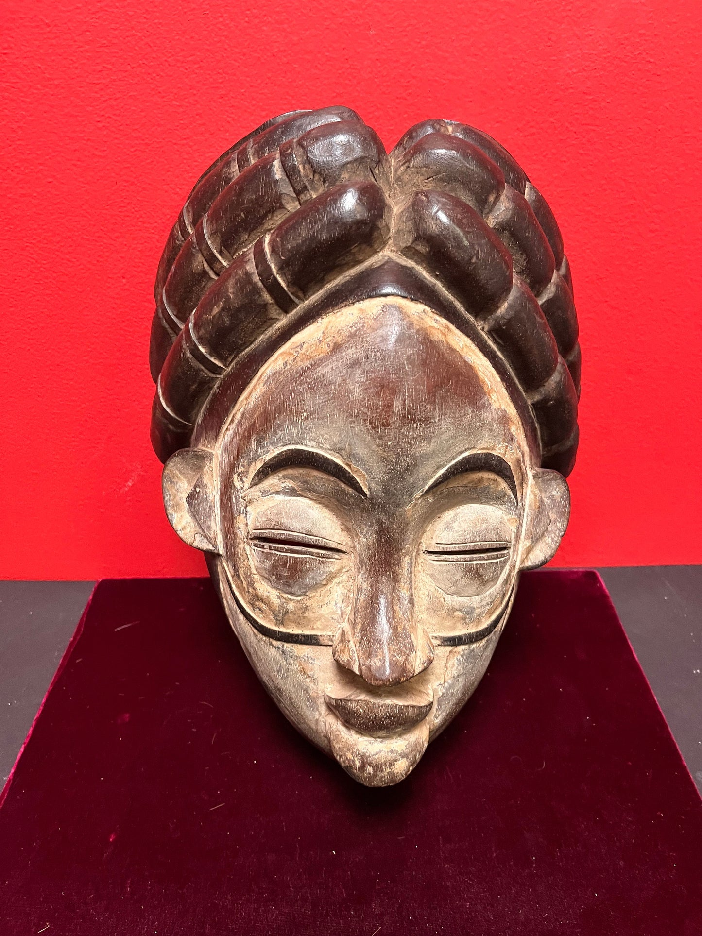 9 x 12 high western African hand carved ceremonial mask   amazing patina and detail  read to hang  ready to gift - wow