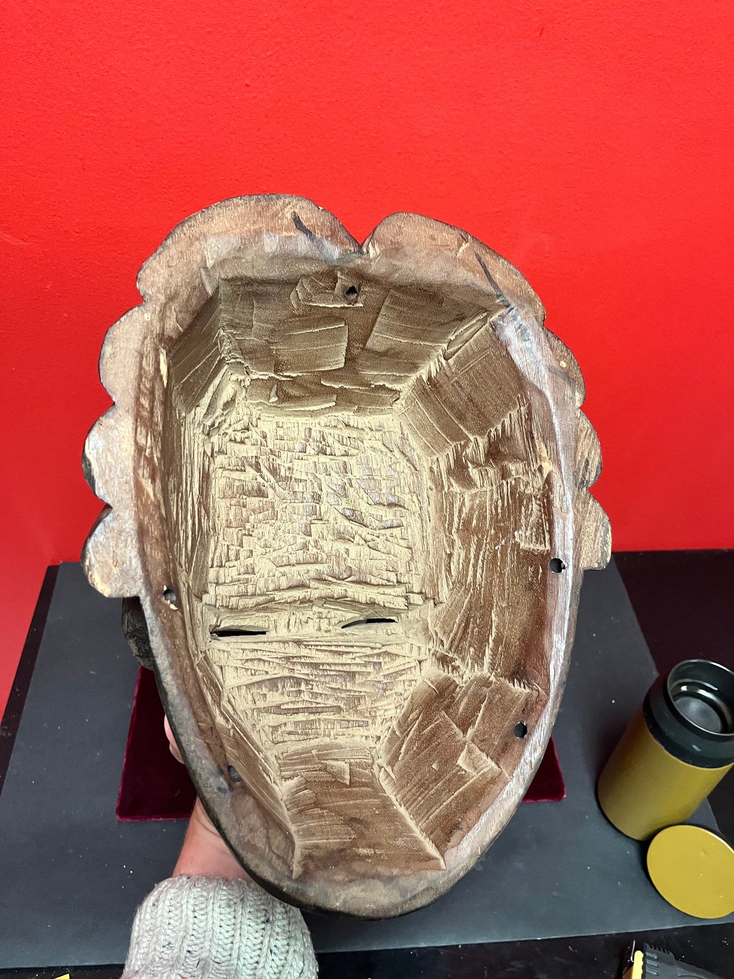 9 x 12 high western African hand carved ceremonial mask   amazing patina and detail  read to hang  ready to gift - wow