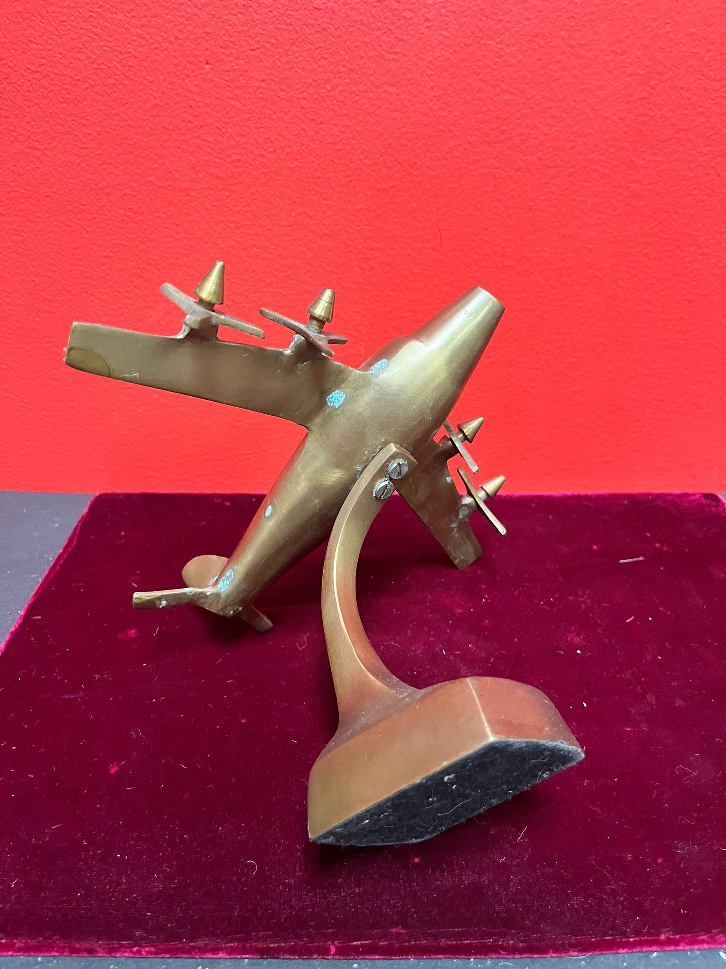 Lovely 7 x 9 x 7 high deco, brass stylized airplane   great gift