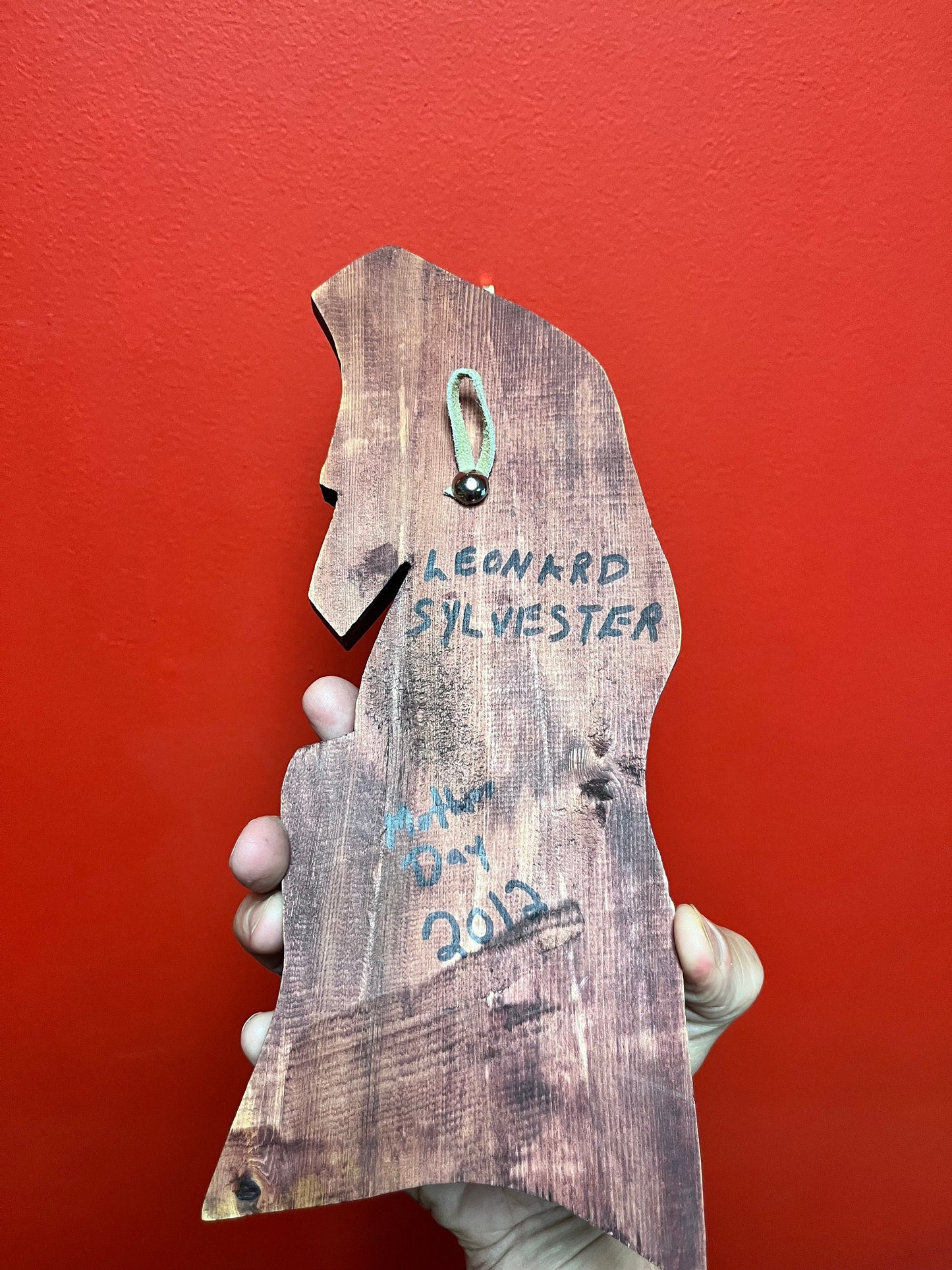 11 inch tall indigenous first nations pacific northwest coast painted cedar eagle by Leonard Sylvester ready to hang