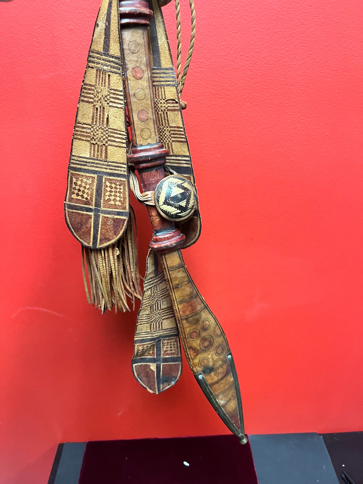 Unbelievably cool antique Persian 28 inch long sword knife  in leather sheaf  Great detail and quality - wow