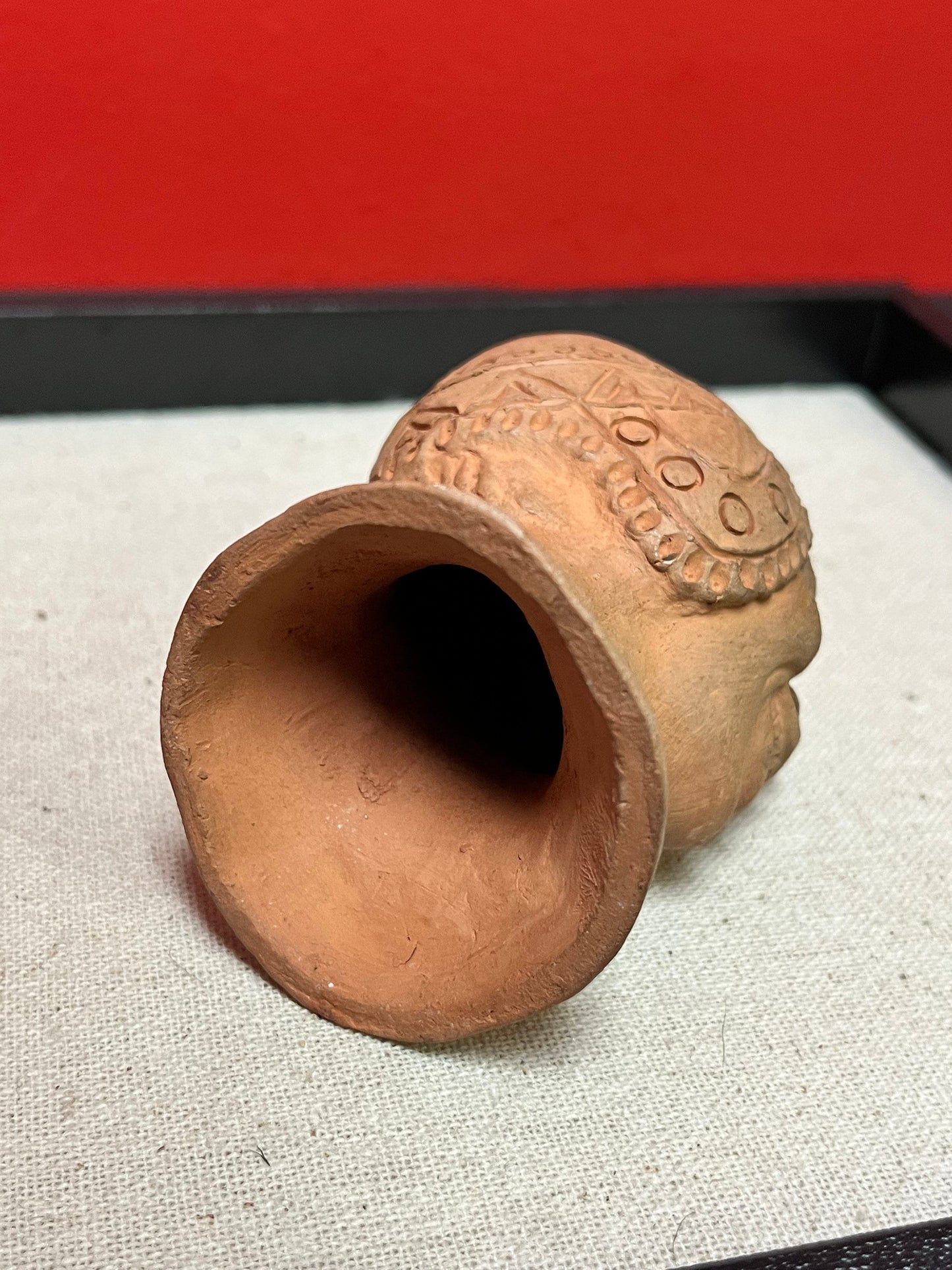 Cool 4 inch high terra-cotta head depicting a mans face   unique gift