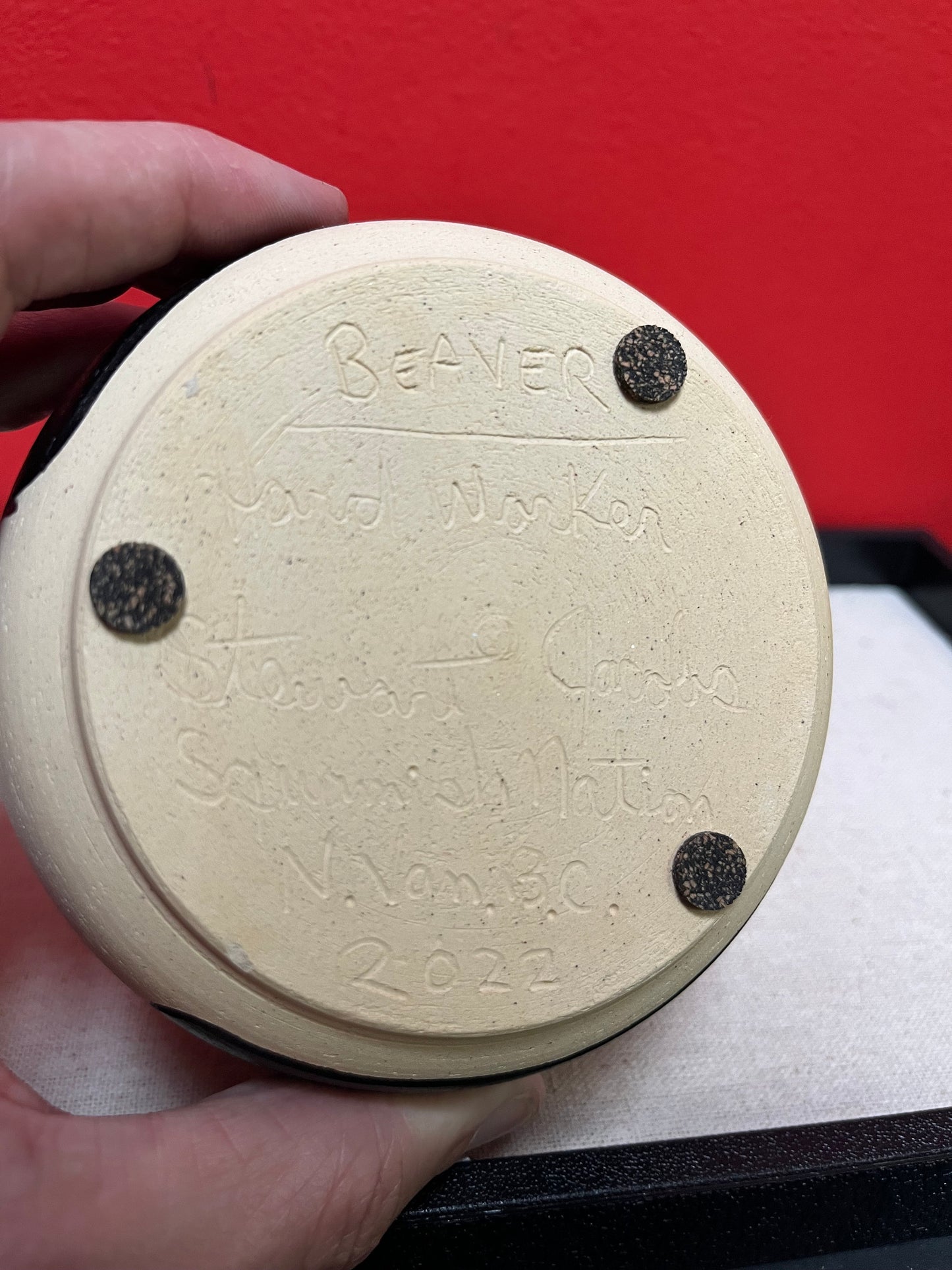 A  Fabulous 3 1/2 by 4 1/2“ wide Indigenous First Nations pacific northwest coast, Stewart Jacobs pottery beaver bowl  wonderful quality