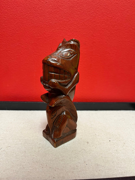 A  7 inch beautiful indigenous first nations pacific northwest coast carved wooden beaver  lovely primitive example