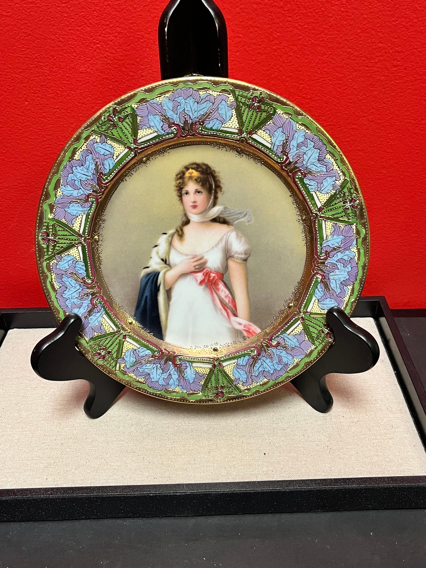 Stunning 9 inch antique handpainted Vienna, signed plate of a lady  wow