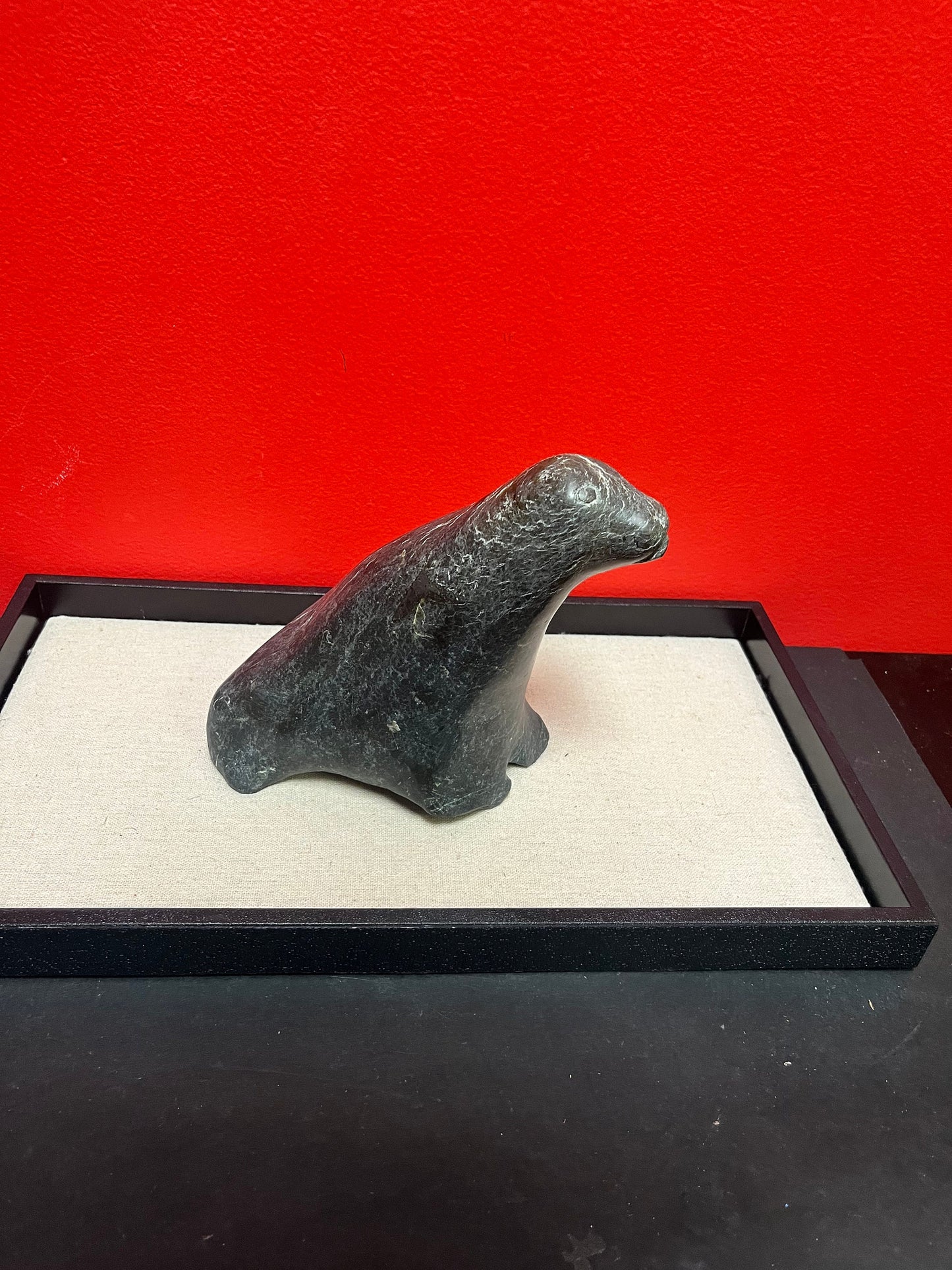 Large beautiful 6 inch high immaculate condition Indigenous Inuit soapstone seal   over 1kg