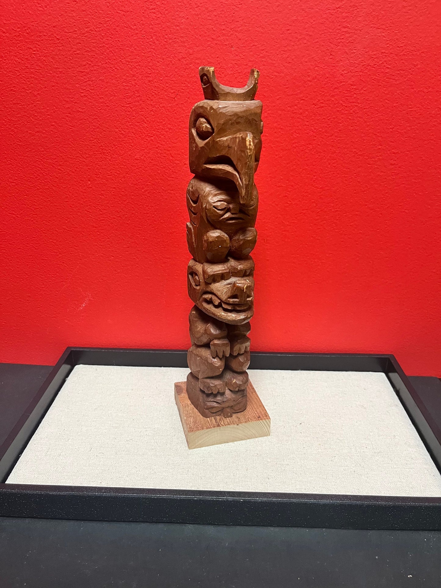 Lovely 12 inch high transformation cedar totem Pole  Indigenous First Nations, pacific northwest coast