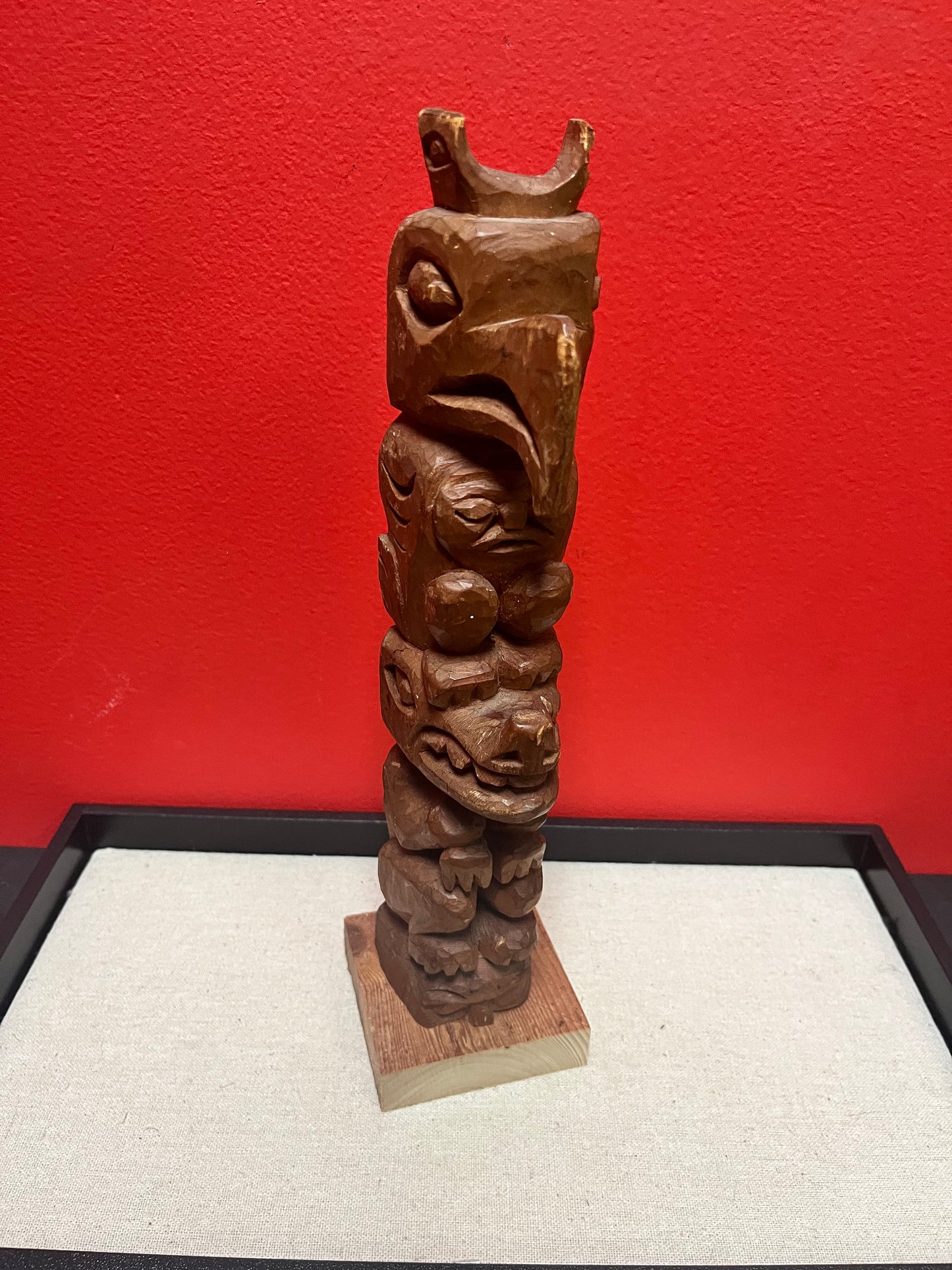 Lovely 12 inch high transformation cedar totem Pole  Indigenous First Nations, pacific northwest coast