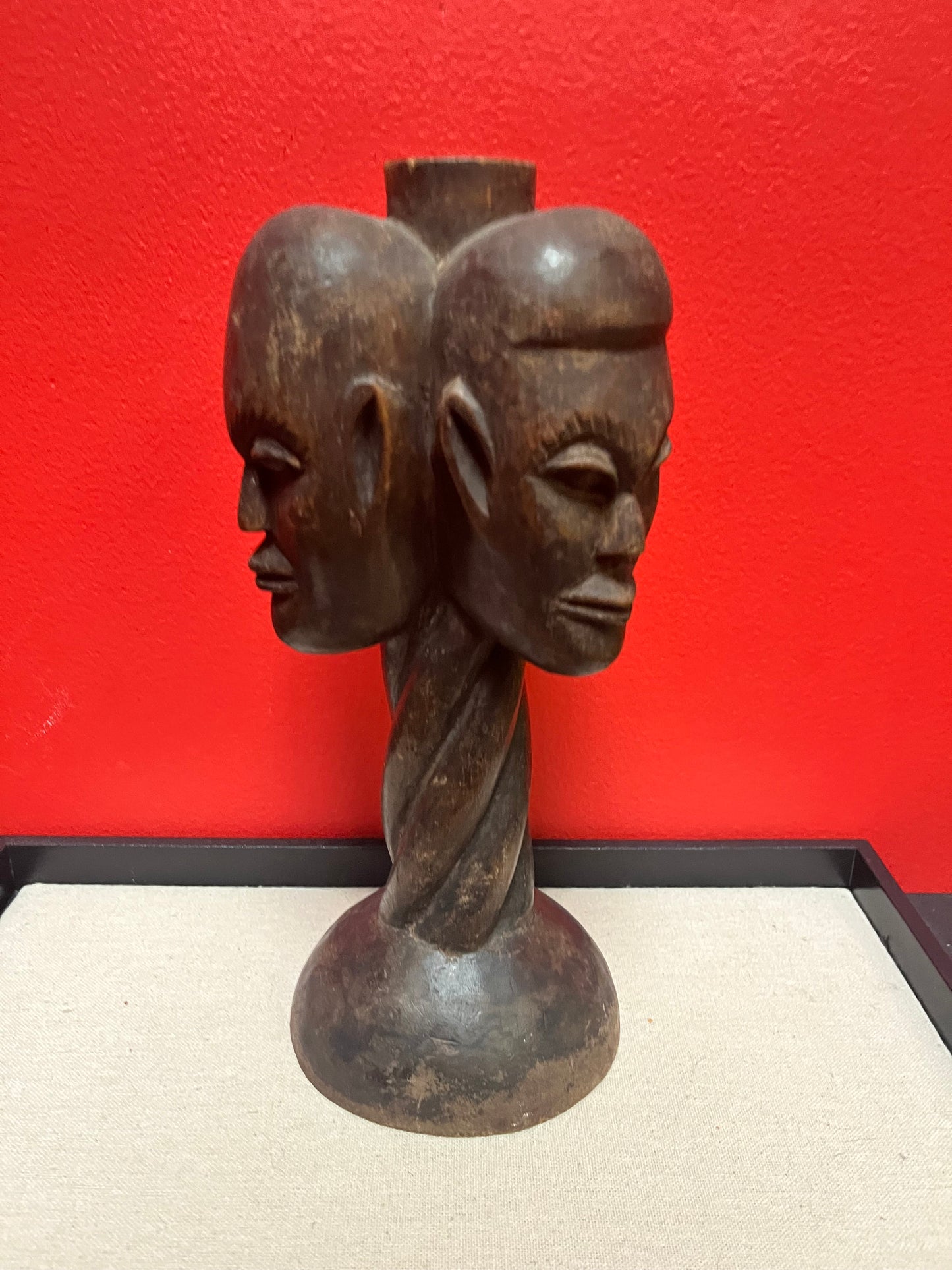 Stunning antique African 11 inch high statue of three faces  from my personal collection