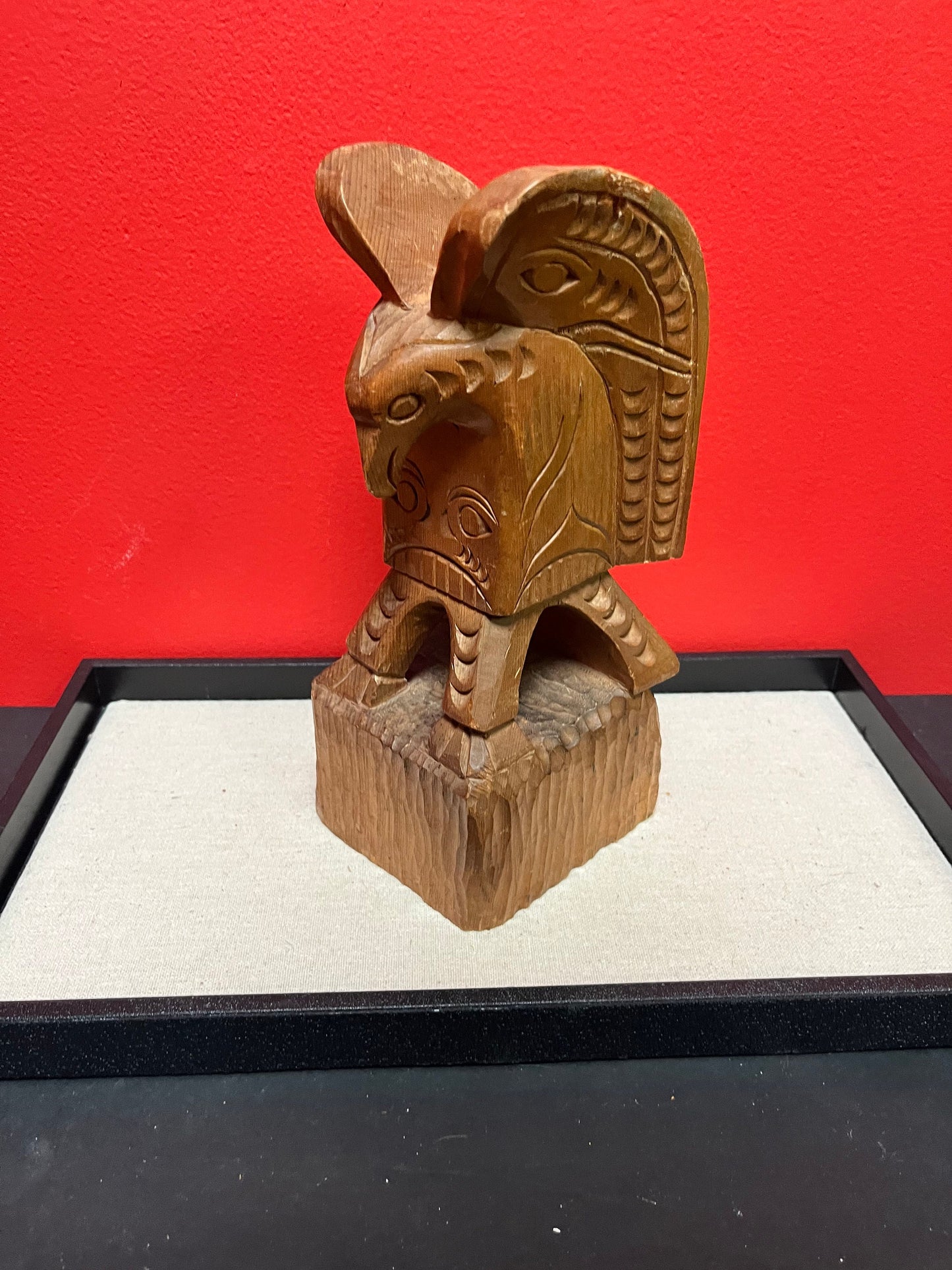 Lovely 10 inch tall Jim Johnny signed indigenous First Nations, pacific northwest coast Eagle Totem  wow