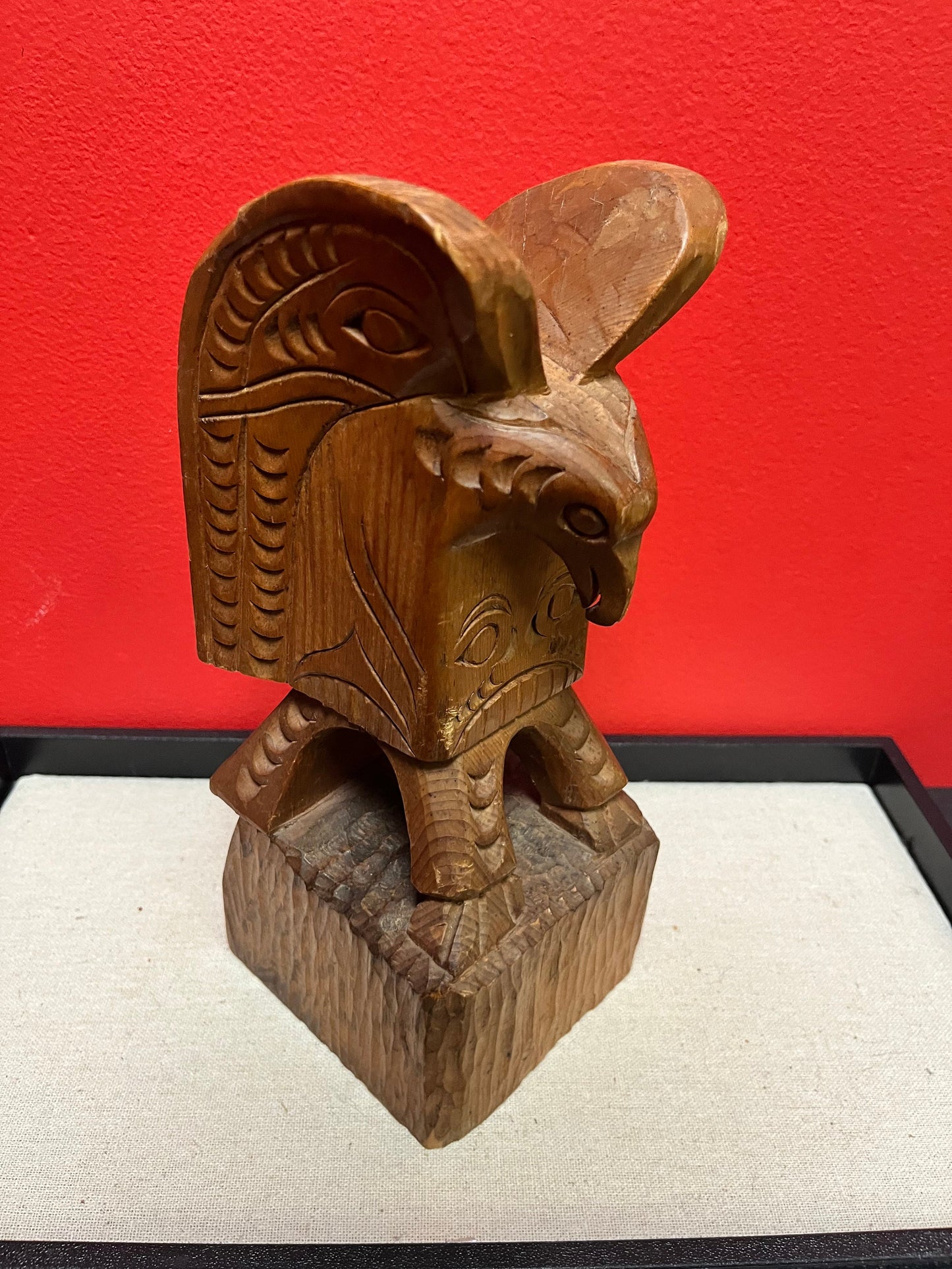 Lovely 10 inch tall Jim Johnny signed indigenous First Nations, pacific northwest coast Eagle Totem  wow