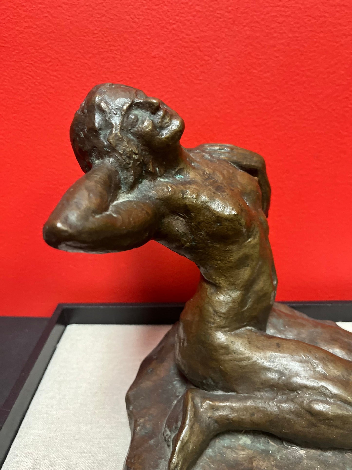 Stunning heavy antique 9 inch high signed bronze of a nude lady  OLTEAUN FABRICA  stunning Patina  truly one of a kind