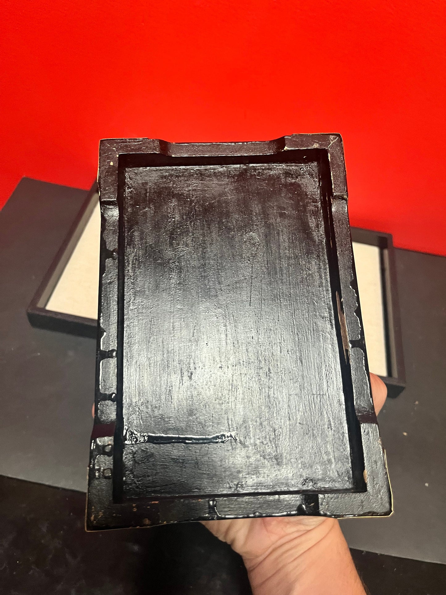 Lovely 7 x 5 x 3“ high Japanese hard-stone and lacquer jewellery box  great condition and a lovely gift