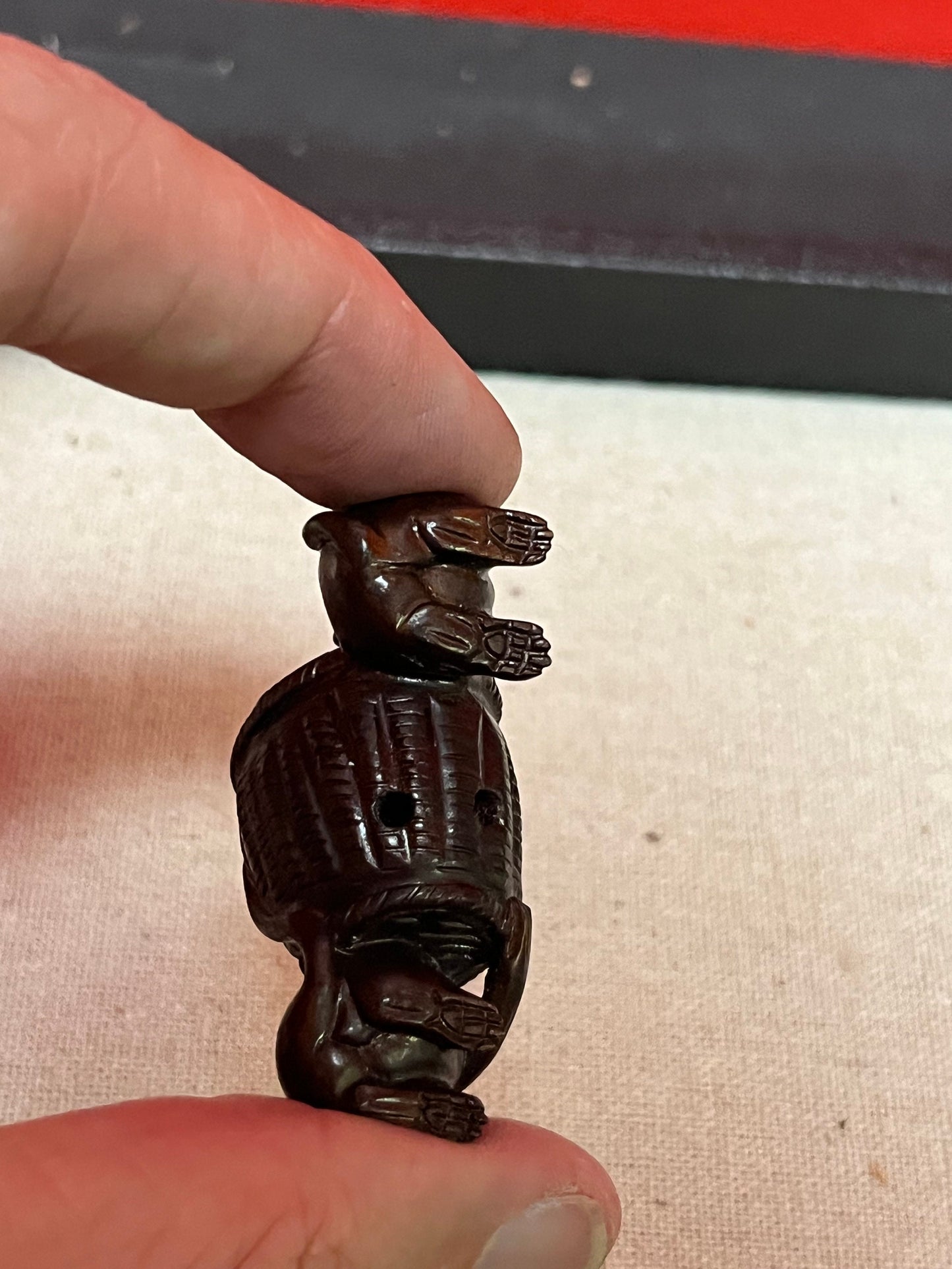 A Stunning  Japanese antique WOODEN Netsuke two rats